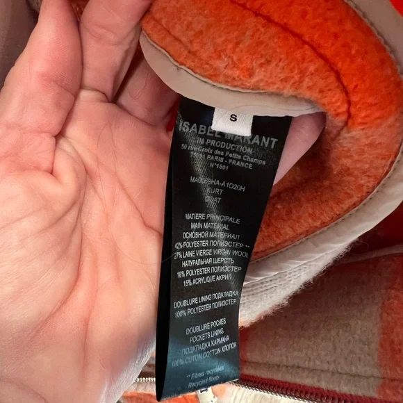 Isabel Marant | Kurt Gingham Check Hooded Jacket | Orange | Mens | Small - Picture 8 of 16